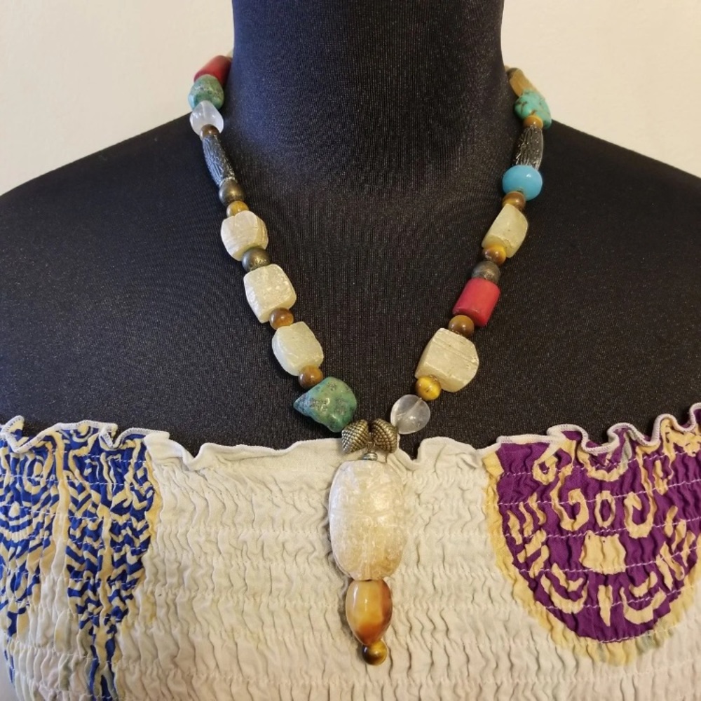 Vintage Large Soapstone Statement Necklace